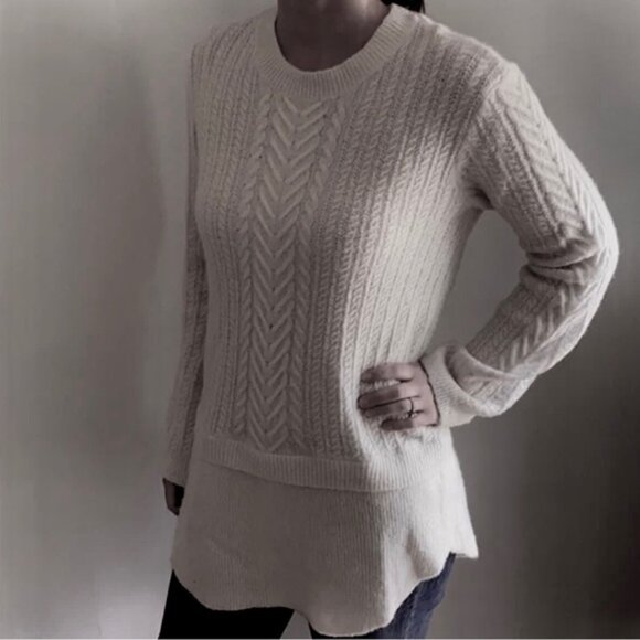 TAHARI NEW Cable Knit Oversized Mohair Wool Spandex Long Sweater Stretch Cozy L - Picture 12 of 16